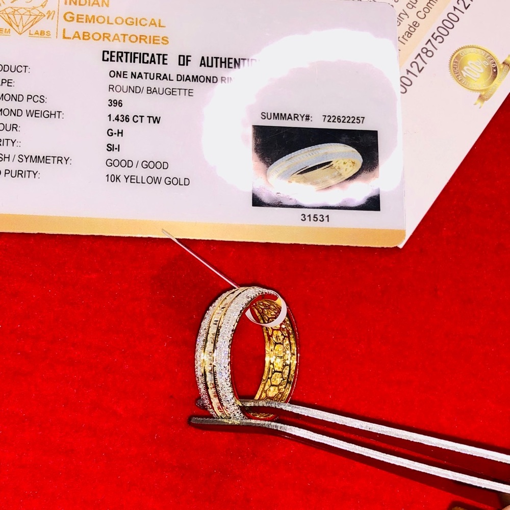 GIA Certified 10k solid gold full circle real diamond eternity band for men Sale - Picture 4 of 7